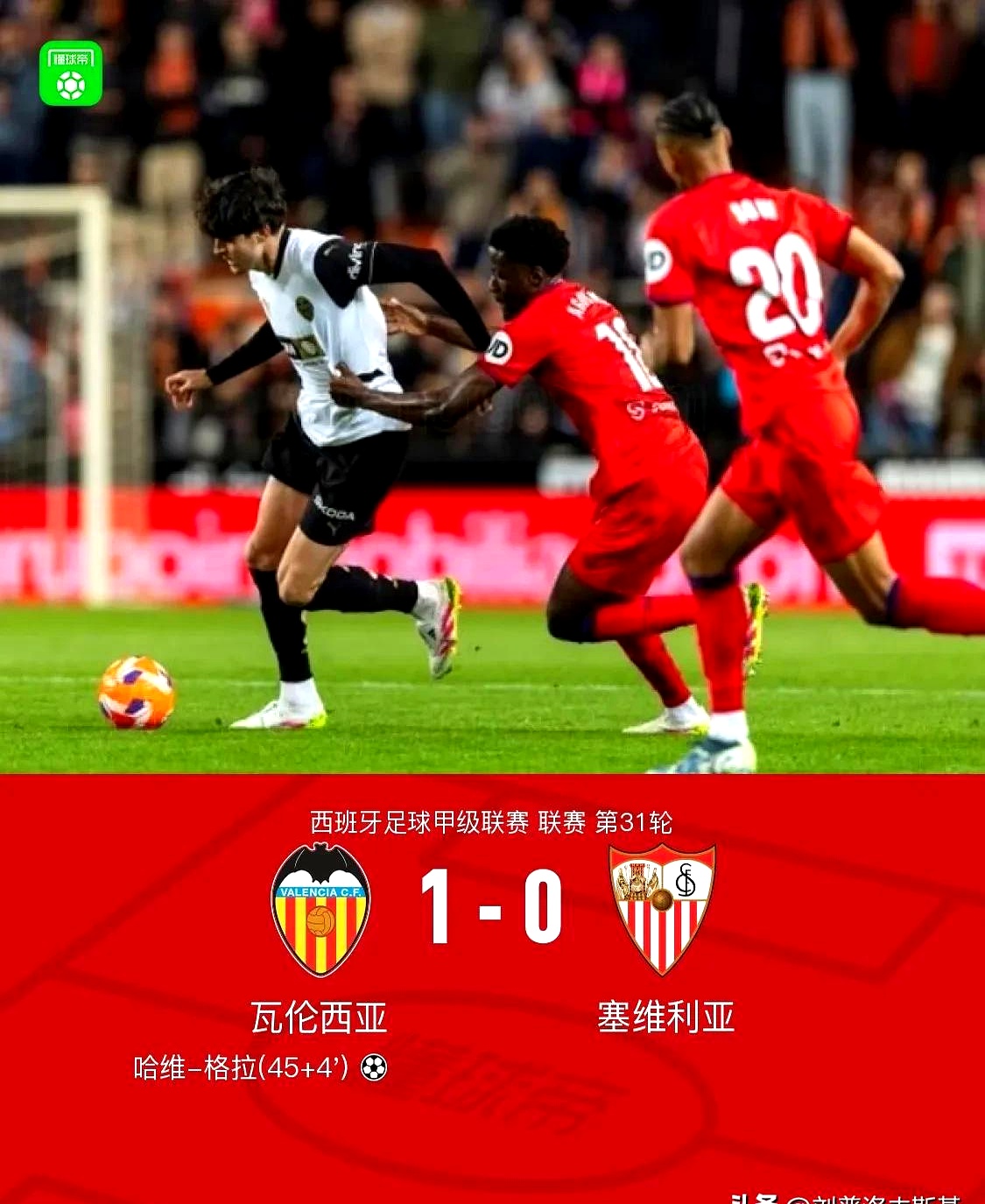 瓦伦西亚防线钢铁防守，帮助球队守住胜利